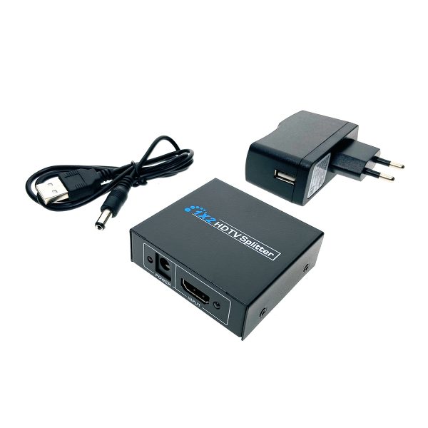 HDMI разветвитель 1х2 с усилителем до 25м v1.4 4K@30hz Espada EDH22 черный + блок питания