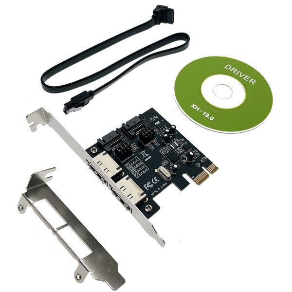 Контроллер PCI-E x1 v2.0 на 2xSATA+ 2xeSATA, SATA 3.0 (6Gb/s) чип ASM1061, модель ES3A1061