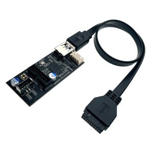 Переходник разветвитель с материнской платы 20pin на type E и 20Pin, чипсет GL3510, USB 3.2 Gen 1 (USB3.0), модель EiD20EM Espada