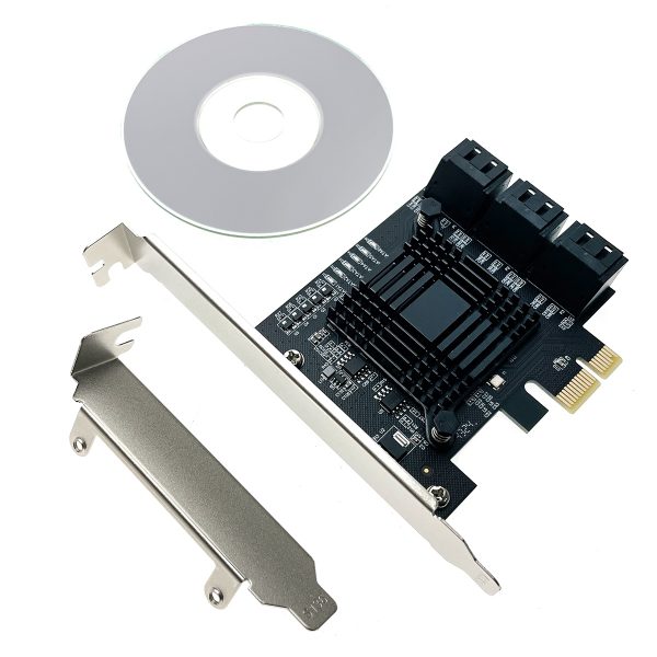 Контроллер PCI-E, SATA3 6port, чип JMB575 + ASM1061, модель PCIe6SATAJA,Espada