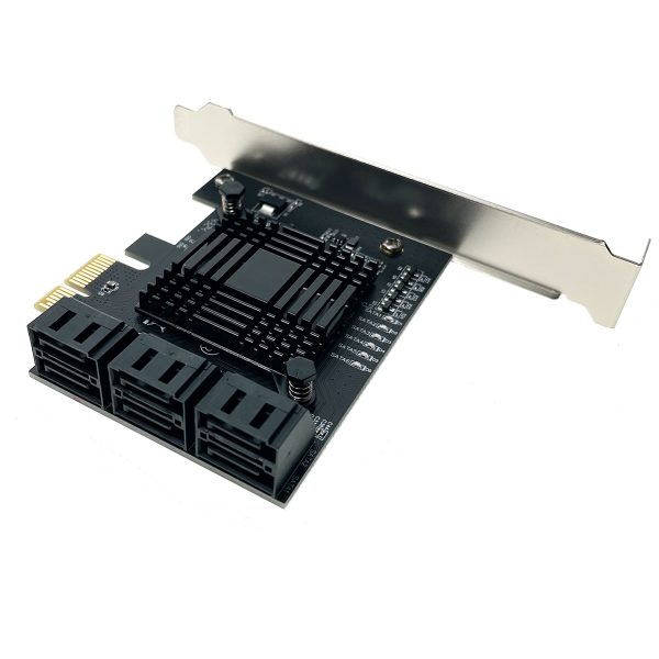 Контроллер PCI-E, SATA3 6port, чип JMB575 + ASM1061, модель PCIe6SATAJA, Espada